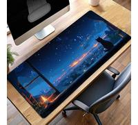 Tappetino Mouse Gaming, 800x300x3mm Tappetino Mouse Blu, Impermeabile e Antiscivolo Mause Pad, Bordo Cucito Tappeto per Mause con Liscio Superficie, Cielo Mousepad per Ufficio PjY8952 3-W