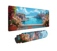 Tappetino Mouse Gaming 900 x 300 x 3mm Mouse Pad Colore Città Di Mare, Tappetino Gaming con Base in Gomma Antiscivolo, Ufficio Accessori Resistente per Lavoro, Ufficio, Regalo Uomo, Decorare -TL82NK