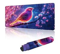 Tappetino Mouse Gaming 900 x 400 mm, Viola Uccelli Modello Grande Tappetino per Mouse, Sottomano Scrivania con Base Antiscivolo Durevole Resistente, Superficie Liscia, per Computer, Ufficio Q-q170