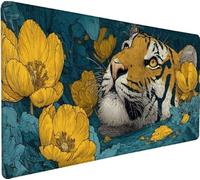 Tappetino Mouse Gaming 900x400x3mm Mouse pad Tigre Gaming Mousepad XXL Flower Migliora Precisione e Velocità, Tappeto Antiscivolo Impermeabile Tastiera Accessori per Pad PC Accessori Regalo 5-7Y89