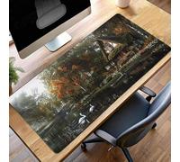 Tappetino Mouse Gaming, 90x40 cm Tappetino Mouse Giallo, Impermeabile e Antiscivolo Mause Pad, Bordo Cucito Tappeto per Mause con Liscio Superficie, Paesaggio Mousepad per Ufficio PjY10176 T-G