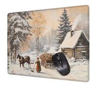 Tappetino Mouse Gaming Bianco Mouse Pad Scena Neve Tappetino Scrivania 340x280x3mm, Superficie Antiscivolo, Migliora Precisione e Velocità, con Bordi Cuciti Portatile Mousepad Accessori per PC H0-231