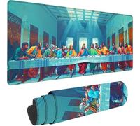 Tappetino Mouse Gaming Blu Esteso Tappetino Mouse XXL 900x300x3 mm, L'ultima Cena Mouse Pad dal Design con Bordi Cuciti, Maggiore Precisione e Velocità Mousepad Gaming per Lavoro Ufficio, Regalo 3-4