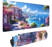 Tappetino Mouse Gaming Blu Esteso Tappetino Mouse XXL 900x300x3 mm, Paesaggio Mouse Pad dal Design con Bordi Cuciti, Maggiore Precisione e Velocità Mousepad Gaming per Lavoro Gioco Ufficio, Regalo G-B