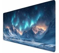 Tappetino Mouse Gaming Blu Mouse Pad XXL Aurora 1500 x 800 mm, Impermeabile Tappetino Gaming con Bordi Cuciti, Base in Gomma Antiscivolo Accessori Scrivania per Studio, Laptop, Regalo Uomo -XZ232