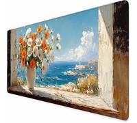 Tappetino Mouse Gaming Blu Mouse Pad XXL Mare 150 x 80 cm, Impermeabile Tappetino Gaming con Bordi Cuciti, Base in Gomma Antiscivolo Accessori Scrivania per Studio, Laptop, Ufficio, Regalo Uomo -XZ90H