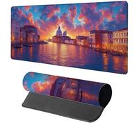 Tappetino Mouse Gaming Blu Tappetino Mouse XXL 700x300x3mm, Mousepad Architettura Sottomano Scrivania Grande con Bordi Cuciti per Pad PC Accessori Gaming, Ufficio Accessori Scrivania, Regalo N-5281