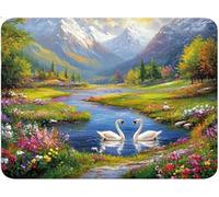 Tappetino Mouse Gaming Cigno, Tappetino per Mouse con Diversi Motivi, Superficie in Tessuto Micro-Tessuto Testurizzata, Ufficio Gaming Accessori per Computer e Laptop 21x26x0.3cm Il paesaggio qw-444