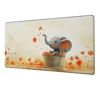 Tappetino Mouse Gaming Elefante Mouse Pad XXL 1000x500 mm Mousepad Fiore Sottomano Scrivania Ufficio Accessori Impermeabile Base Gomma Antiscivolo Playmat, per Ufficio Computer Scrivania Gaming D-126