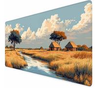 Tappetino Mouse Gaming Giallo Mouse Pad XXL Giapponese 150 x 80 cm, Impermeabile Tappetino Gaming con Bordi Cuciti, Base in Gomma Antiscivolo Accessori Scrivania per Studio, Laptop, Regalo Uomo -XZ18D