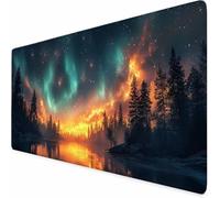 Tappetino Mouse Gaming Grande 1200 x 600 x 3MM Mouse Pad Blu Aurora Accessori Scrivania, Mousepad con Base in Gomma Antiscivolo Impermeabile con Bordi Cuciti per Gaming, Laptop, Ufficio -XZ426I6