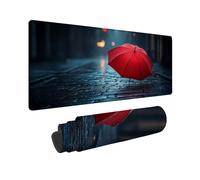 Tappetino Mouse Gaming Grande 1500 x 800 x 3MM Mouse Pad Rosso Ombrello, Mousepad Impermeabile, Tappetino Gaming con Bordi Cuciti Base in Gomma Antiscivolo, Mousepad per Laptop, Regalo Uomo -TL13I9