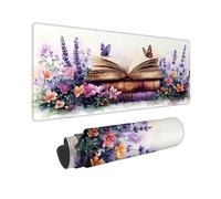 Tappetino Mouse Gaming Grande 150x80 cm Mouse Pad Viola Fiori, Mousepad Impermeabile, Tappetino Gaming con Bordi Cuciti Base in Gomma Antiscivolo, Mousepad per Studio, Laptop, Regalo Uomo -TL32HX