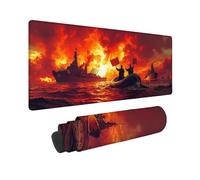 Tappetino Mouse Gaming Grande 60x30 cm Mouse Pad Rosso Guerra In Mare, Mousepad Impermeabile, Tappetino Gaming con Bordi Cuciti Base in Gomma Antiscivolo, Mousepad per Laptop, Regalo Uomo -TL72Z