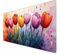 Tappetino Mouse Gaming Grande 70 x 30 cm Mouse Pad Colore Tulipano Accessori Scrivania, Mousepad con Base in Gomma Antiscivolo Impermeabile con Bordi Cuciti per Gaming, Laptop, Ufficio -XZ20PH4