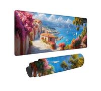 Tappetino Mouse Gaming Grande 70x30 cm Mouse Pad Blu Paesaggio Marino, Mousepad Impermeabile, Tappetino Gaming con Bordi Cuciti Base in Gomma Antiscivolo, Mousepad per Laptop, Regalo Uomo -TL221B