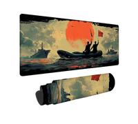Tappetino Mouse Gaming Grande 900 x 300 x 3MM Mouse Pad Grigio Guerra In Mare, Mousepad Impermeabile, Tappetino Gaming con Bordi Cuciti Base in Gomma Antiscivolo, Mousepad per Laptop, Regalo -TL35JC