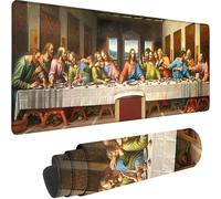 Tappetino Mouse Gaming Marrone Esteso Tappetino Mouse XXL 700 x 400 x 3 mm, L'ultima Cena Mouse Pad dal Design con Bordi Cuciti, Maggiore Precisione e Velocità Mousepad Gaming per Lavoro Ufficio I-F