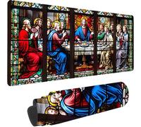 Tappetino Mouse Gaming Nero Esteso Tappetino Mouse XXL 600 x 400 x 3 mm, L'ultima Cena Mouse Pad dal Design con Bordi Cuciti, Maggiore Precisione e Velocità Mousepad Gaming per Lavoro PC, Regalo B-O