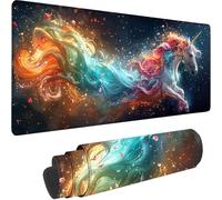 Tappetino Mouse Gaming Nero Esteso Tappetino Mouse XXL 600 x 400 x 3 mm, Unicorno Mouse Pad dal Design con Bordi Cuciti, Maggiore Precisione e Velocità Mousepad Gaming per Lavoro Ufficio, Regalo L-S