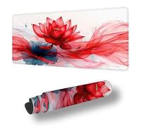 Tappetino Mouse Gaming Rosso Tappetino per Mouse XXL 1000 x 500 x 3 MM Grande Mousepad, Impermeabile e Gomma Antiscivolo, Resistente All'usura, Mousepad per il Lavoro in Ufficio a Casa, Loto S-6574