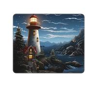 Tappetino Mouse Gaming Santa Claus Lighthouse Lavabile Tappetino Mouse Confortevole Desk Mat per Mac Computer Ufficio 10X12In