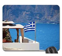 Tappetino Mouse Gaming, Santorini Greece Flag Greek Island Travel Oia Gaming Tappetino Mouse Bordi Cuciti Tampone Per Mouse Ergonomico Tappetino Per Mouse Per Notebook Laptop 25X30Cm