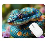 Tappetino Mouse Gaming Serpente Tappetino per Mouse 200 x 150 mm, Q-3357 | Sottomano Scrivania con Base in Gomma Antiscivolo, Fiore Mousepad impermeabile, per PC, Laptop Ufficio Accessori Gaming