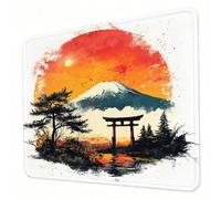Tappetino Mouse Gaming, Tappetino Mouse Bianco, Migliora Precisione e Velocità, Presa Stabile su Superfici Lisce, Piccolo Mouse Pad Portatile 320 x 260 mm per Ufficio, Gaming e Laptop, Monte Fuji J0-5