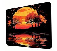 Tappetino Mouse Gaming, Tappetino Mouse colore arancione, Migliora Precisione e Velocità, Presa Stabile su Superfici Lisce, Piccolo Mouse Pad Portatile 320 x 260 mm, Regalo Uomo, Tramonto J0-154