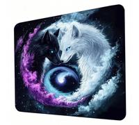 Tappetino Mouse Gaming, Tappetino Mouse In bianco e nero, Migliora Precisione e Velocità, Presa Stabile su Superfici Lisce, Mouse Pad Portatile 320 x 260 mm per Ufficio, Gaming e Laptop, lupi J0-321