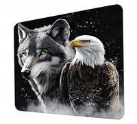Tappetino Mouse Gaming, Tappetino Mouse nero, Migliora Precisione e Velocità, Presa Stabile su Superfici Lisce, Piccolo Mouse Pad Portatile 260 x 210 mm per Ufficio, Gaming e Laptop, lupi (2) J0-376