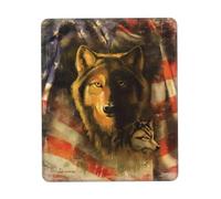Tappetino Mouse Gaming, Wolf And Patriotic American Flag Gaming Mousepad Lavabile Tappetino per Il Mouse da Gioco Personalizzato Tappetino Mouse Pad per Gaming Gamers 25X30Cm