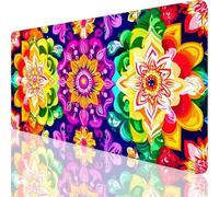 Tappetino Mouse Gaming XXL 1000x500x3mm,Tappetino Mouse Colorato Design con Bordi Cuciti,Mandala Mouse Pad Gaming Accessori per Migliora Precisione e Velocità,Extended Keyboard Pad per Scrivania,o-77