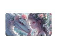 Tappetino Mouse Gaming XXL 1600 x 800 mm Tappetino Antiscivolo Sottomano Da Scrivania Per Mouse e Tastiera, Con Base In Gomma Antiscivolo, Lavabile, Mouse Pad Ragazza drago, Regalo per Uomo L-799