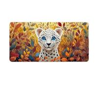 Tappetino Mouse Gaming XXL 600 x 300 mm Tappetino Antiscivolo Sottomano Da Scrivania Per Mouse e Tastiera, Con Base In Gomma Antiscivolo, Lavabile, Mouse Pad bosco leopardo, Regalo per Uomo L-847