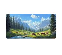 Tappetino Mouse Gaming XXL 600 x 300 mm Tappetino Antiscivolo Sottomano Da Scrivania Per Mouse e Tastiera, Con Base In Gomma Antiscivolo, Lavabile, Mouse Pad Bosco Cavalli, Regalo per Uomo L-889