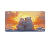 Tappetino Mouse Gaming XXL 600 x 300 mm Tappetino Antiscivolo Sottomano Da Scrivania Per Mouse e Tastiera, Con Base In Gomma Antiscivolo, Lavabile, Mouse Pad Tramonto Orso Polare, Regalo per Uomo L925