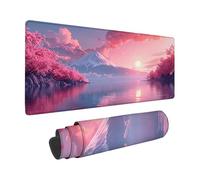Tappetino Mouse Gaming XXL 700 x 300 mm, Monte Fuji Tappetino Mouse Rosa Pattern, Waterproof Mouse Pad con Base in Gomma Antiscivolo Sottomano Scrivania Bordi Cuciti Mousepad -zzg250535