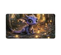 Tappetino Mouse Gaming XXL 700 x 300 mm Tappetino Antiscivolo Sottomano Da Scrivania Per Mouse e Tastiera, Con Base In Gomma Antiscivolo, Lavabile, Mouse Pad bosco drago, Regalo per Uomo L-888