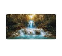 Tappetino Mouse Gaming XXL 700 x 300 mm Tappetino Antiscivolo Sottomano Da Scrivania Per Mouse e Tastiera, Con Base In Gomma Antiscivolo, Lavabile, Mouse Pad Bosco Cascate, Regalo per Uomo L-890
