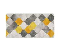 Tappetino Mouse Gaming XXL 800 x 400 mm Tappetino Antiscivolo Sottomano Da Scrivania Per Mouse e Tastiera, Con Base In Gomma Antiscivolo, Mouse Pad Nord Europa grigio giallo, Regalo per Uomo L-51