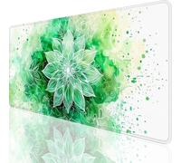 Tappetino Mouse Gaming XXL 800x300x3mm, Tappetino Mouse Verde Design con Bordi Cuciti, Mandala Mouse Pad Gaming Accessori per Migliora Precisione e Velocità, Extended Keyboard Pad per Scrivania,o-177