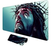 Tappetino Mouse Gaming XXL 800x400x3mm,Tappetino Mouse Religione Design con Bordi Cuciti,Uomo Mouse Pad Gaming Accessori per Migliora Precisione e Velocità,Extended Keyboard Pad per Scrivania,o-2035