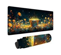 Tappetino Mouse Gaming XXL 900 x 300mm, Fiore Tappetino Mouse Nero Pattern, Waterproof Mouse Pad con Base in Gomma Antiscivolo Sottomano Scrivania Bordi Cuciti Mousepad per Accessori Gaming -zzg25059L