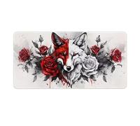 Tappetino Mouse Gaming XXL 900 x 400 mm Tappetino Antiscivolo Sottomano Da Scrivania Per Mouse e Tastiera, Con Base In Gomma Antiscivolo, Lavabile, Mouse Pad volpe rosa, Regalo per Uomo L-462