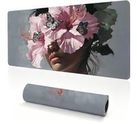 Tappetino Mouse Gaming XXL, Mousepad 500x250x4mm Farfalla donna 0x0-280