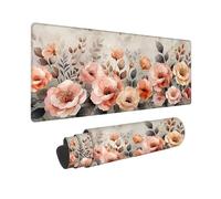 Tappetino Mouse Gaming XXL, Tappetino per Mouse Rosa 900 x 400 x 3MM, Mousepad Fiori Tastiera, Ufficio Accessori, Superficie Prova di Versamento, Base in Gomma Antiscivolo Bordi Cuciti -2510O99