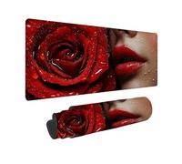 Tappetino Mouse Gaming XXL, Tappetino per Mouse Rosso 600 x300 x 3MM, Mousepad Rosa Tastiera, Ufficio Accessori, Superficie Prova di Versamento, Base in Gomma Antiscivolo Bordi Cuciti -2510O8