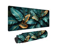 Tappetino Mouse Gaming XXL, Tappetino per Mouse Verde 800 x 300 x 3MM, Mousepad Pianta Tastiera, Ufficio Accessori, Superficie Prova di Versamento, Base in Gomma Antiscivolo Bordi Cuciti -2510O45